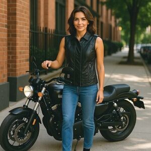 Harley-Davidson‎ Genuine Leather Embroidered Logo Black Motorcycle Biker Vest